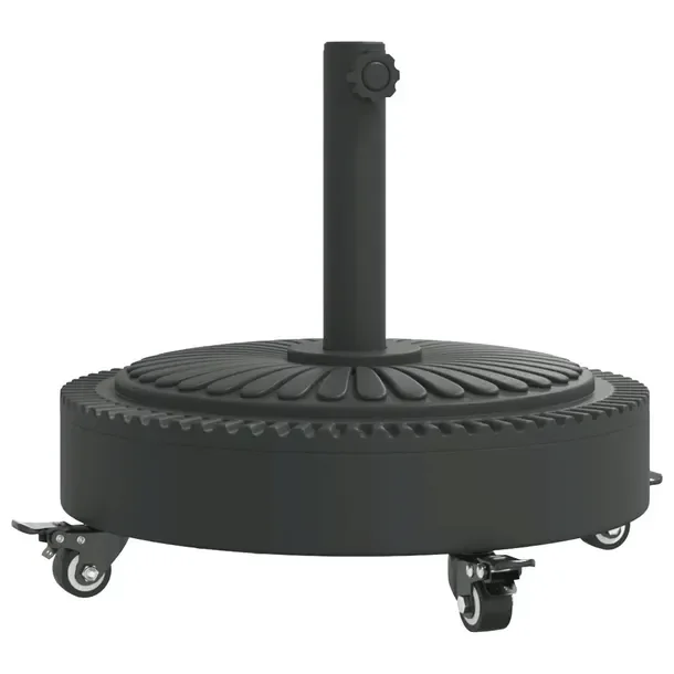 Podstawa pod parasol czarna 45 x 41 cm, z kółkami, wzór w linie