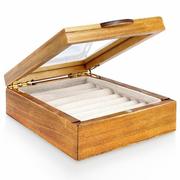 Pudełka i szkatułki - Szkatułka drewniana ze szklaną szybką / pudełko ogarnizer na biżuterię 18x12x5 cm kod: O-569425 - miniaturka - grafika 1