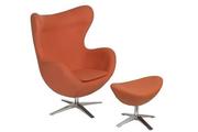 Fotele - D2.Design Fotel Jajo szeroki z podn. wełna JA-2717 pomarańczowy 82870 - miniaturka - grafika 1