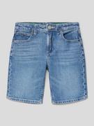 Spodnie i spodenki dla chłopców - Szorty jeansowe z detalem z logo - miniaturka - grafika 1