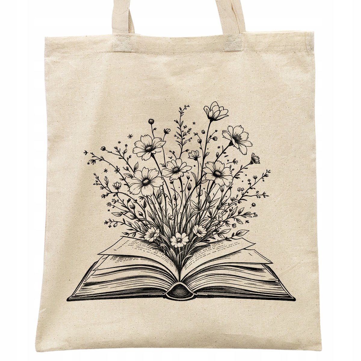 Torba bawełniana na zakupy Książka Kwiaty Dla Fanów Książek Prezent