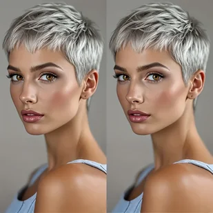TEMU Elegancka Peruka Bez Kleju, Krótka Szara z Grzywką, Warstwowa, Prosta Fryzura Cut, Peruńska, 6", Gęstość 150%, Idealna na Święta i Imprezy - Pozostałe akcesoria fryzjerskie - miniaturka - grafika 1