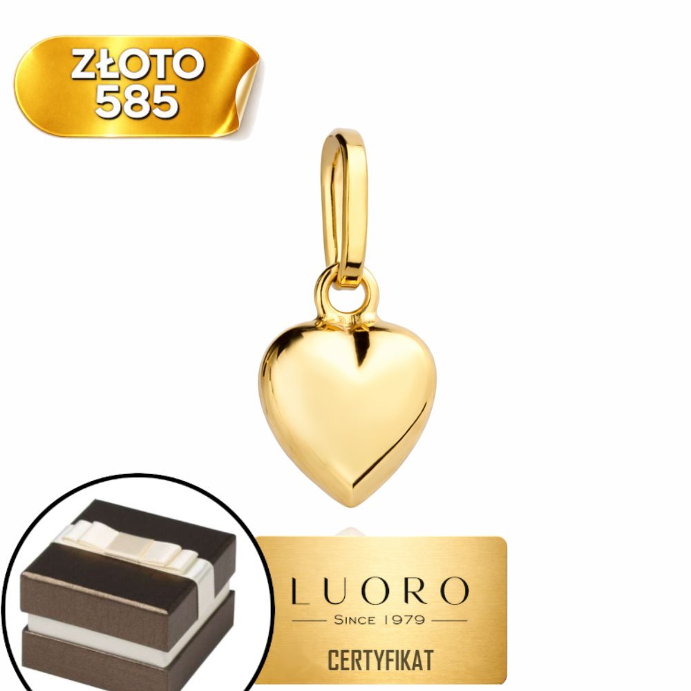 ZAWIESZKA ZŁOTA 585 14K SERCE PUSTA 1,3 CM ELEGANCKA PREZENT