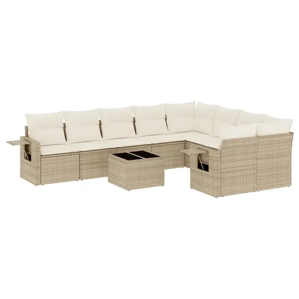 Beżowy zestaw mebli ogrodowych z rattanem PE, wymiary: 55x62x69 cm