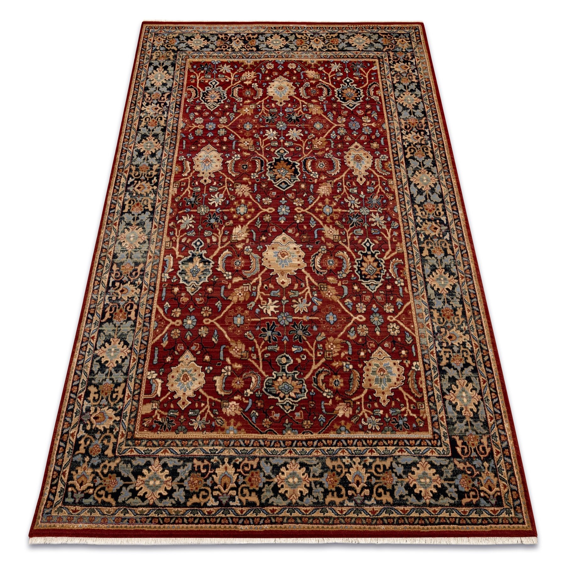 Dywan KESHAN Frędzle, orientalny klasyczny 7522/53588 beż / bordo / granat beżowy 250x340 cm