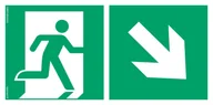 Systemy ekspozycyjne i znaki informacyjne - AE098 KIERUNEK DO WYJŚCIA EWAKUACYJNEGO W DÓŁ W PRAWO, TS - PŁYTA TD FOTOLUMINESCENCYJNA; (400X200MM) - miniaturka - grafika 1