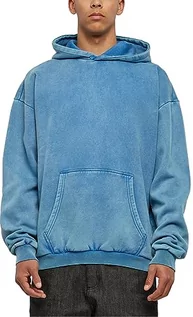 Bluzy męskie - Urban Classics Męska bluza z kapturem Stone Washed Hoody royal 4XL, Royal, 4XL - grafika 1