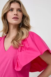 Bluzki damskie - Karl Lagerfeld bluzka bawełniana kolor różowy gładka - grafika 1