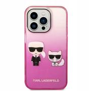 Etui i futerały do telefonów - Karl Lagerfeld KLHCP14XTGKCP iPhone 14 Pro Max 6,7" hardcase różowy/pink Gradient Ikonik Karl & Choupette - miniaturka - grafika 1