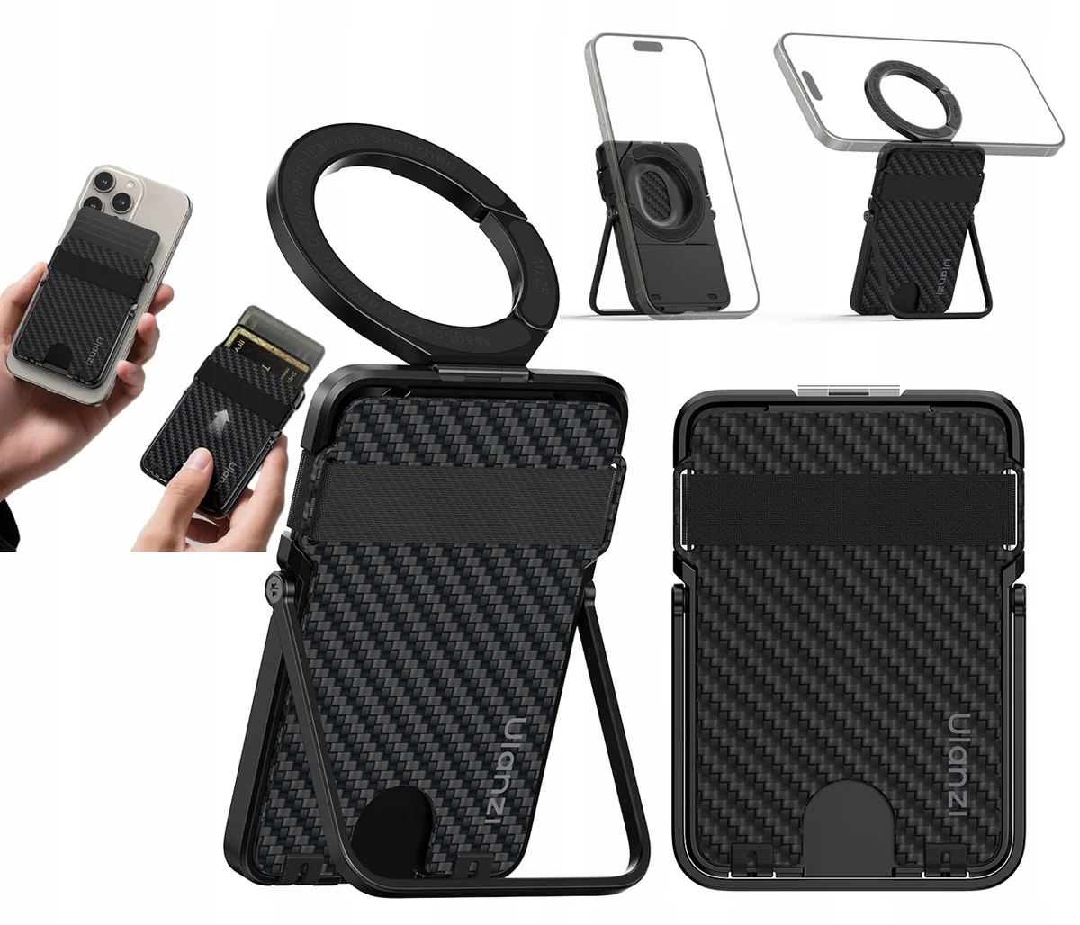 Magnetyczny Portfel MagSafe na Karty 2w1 + Stojak do Telefonu Ulanzi ML25