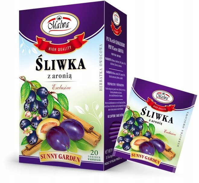 Herbata Malwa owocowa ziołowa Sunny Garden Śliwka z Aronią 20tb x 2g