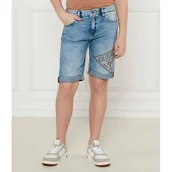 Spodnie i spodenki dla dziewczynek - Guess Jeansowe szorty Regular Fit z dodatkiem lnu - miniaturka - grafika 1