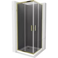Kabiny prysznicowe - Mexen Rio kabina prysznicowa kwadratowa 80x80 cm, grafit, złota + brodzik Flat, biały - miniaturka - grafika 1