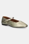 Baleriny - Tommy Hilfiger baleriny skórzane HILFIGER GOLD BALLERINAS kolor złoty FW0FW09320 - miniaturka - grafika 1
