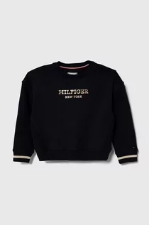 Bluzy dla dziewczynek - Tommy Hilfiger bluza dziecięca kolor granatowy z nadrukiem - grafika 1