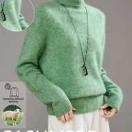 Swetry damskie - TEMU Damski Nowy Sweter z Kaszmirem na Zimę 2025 – Pluszowy Gruby Włos, Turkusowy Wysoki Kołnierz z Długim Rękawem, Płaszczowy Kołnierz, Czysty - miniaturka - grafika 1