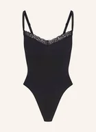 Body - Skims Body Modelujące Seamless Sculpt Lace Thong Bodysuit schwarz - miniaturka - grafika 1
