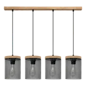 Lampy sufitowe - Britop Loftowa LAMPA wisząca MONSUN 161859451 szklana OPRAWA skandynawski zwis przydymiony drewno - miniaturka - grafika 1