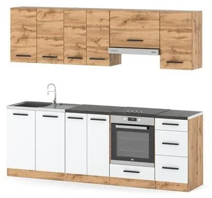 Kuchnia Z Blatem Mała Mokka Plus 2.4m Modułowa Wotan Dąb Wotan Biały Mat - Meble kuchenne - miniaturka - grafika 1
