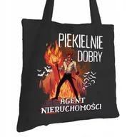 Torby i wózki na zakupy - Torba Bawełniana dla Agenta Nieruchomości Czarna Na Prezent Trwały Nadruk - miniaturka - grafika 1