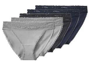 esmara® Majtki slipy damskie z bawełną, 5 par (granatowy / ciemnoszary / jasnoszary, XL (48-50)) - Majtki damskie - miniaturka - grafika 1