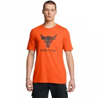 Koszulki sportowe męskie - Męska koszulka treningowa Under Armour Project Rock Payoff Graphc Ss - czarna - pomarańczowa - UNDER ARMOUR - miniaturka - grafika 1