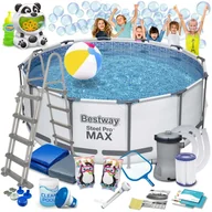 Baseny ogrodowe - Basen ogrodowy stelażowy 366 x 122 cm 18w1 Bestway 56420 + maszynka do baniek GRATIS Bestway - miniaturka - grafika 1