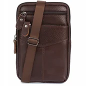 Nerki - Saszetka męska do paska na ramię telefon portfel skórzana pojemna C. Brąz - miniaturka - grafika 1