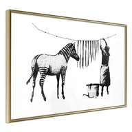 Plakaty - Plakat - Banksy: Washing Zebra Stripes (rozmiar 90x60, wykończenie Rama złota z passe-partout) - miniaturka - grafika 1
