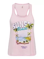 Koszulki i topy damskie - ONLY Damskie ONLLUCY S/L Beachy Box JRS Top, Candy Pink/Nadruk: Beach, M, Candy Pink/Nadruk: plaża, M - miniaturka - grafika 1