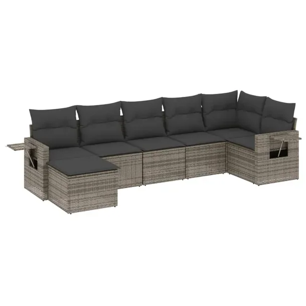 Modułowy zestaw mebli ogrodowych szary z rattanem PE, 62 x 62 x 69 cm