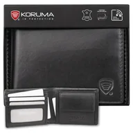 Portfele - Mały Portfel Męski Skórzany na Karty Bilon Ochrona Rfid Koruma - miniaturka - grafika 1