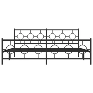 Metalowa rama łóżka z wezgłowiem i zanóżkiem, czarna, 193x203cm Lumarko! - Inne meble do sypialni - miniaturka - grafika 6