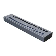Złącza, przejściówki, adaptery - Hub BT2U3-16AB z włącznikami 16x USB-A - szary ORICO - miniaturka - grafika 1