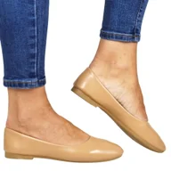 Baleriny - DAMSKIE BALERINY PŁASKIE GŁADKIE EVENTO 1029 BEŻOWE LICOWE - miniaturka - grafika 1