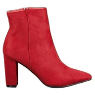 Botki damskie - Super Me Seksowne Botki Na Obcasie czerwone - ButyModne - miniaturka - grafika 1