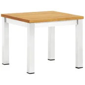 Stoły ogrodowe - vidaXL Stolik ogrodowy, 45x45x38 cm, drewno tekowe i stal nierdzewna - miniaturka - grafika 1