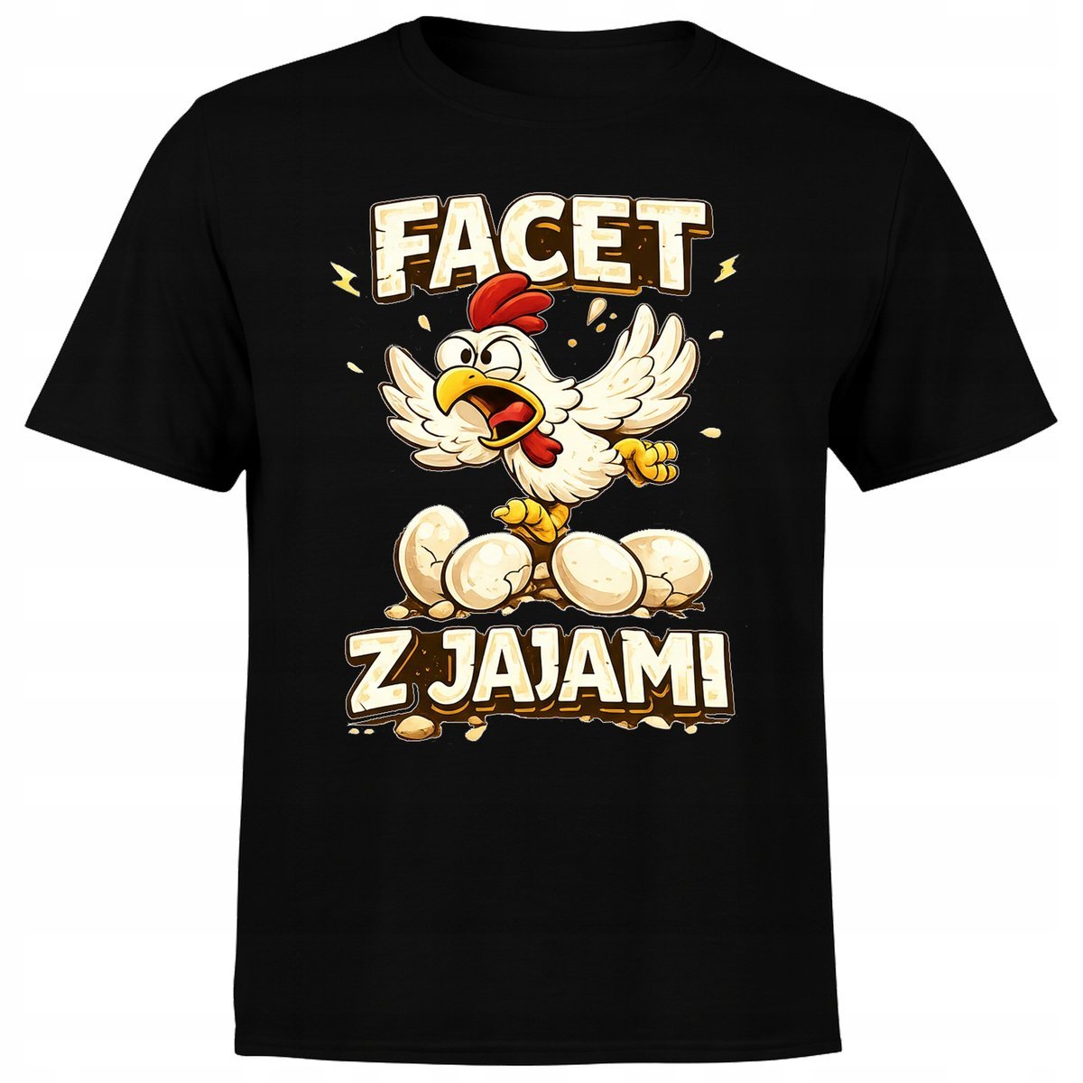 Koszulka męska z nadrukiem Facet z Jajami kura śmieszna urodziny 5XL