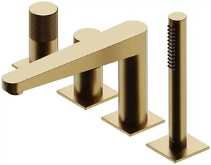 Omnires Contour bateria wannowa 4-otworowa złoty szczotkowany CT8032GLB - Baterie wannowe i prysznicowe - miniaturka - grafika 1