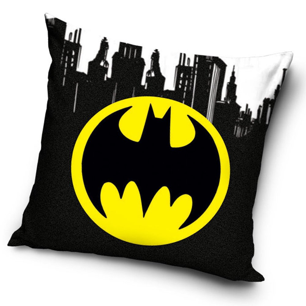 Poduszka jasiek 40x40 dla dziecka młodzieżowa Bohater Batman logo czarna