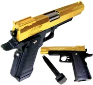 Zabawki militarne - PISTOLET NA KULKI BROŃ PISTOLETY ZŁOTO-CZARNY - miniaturka - grafika 1