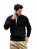 Swetry męskie - Czarny rozpinany sweter męski kardigan SL13 r. L - miniaturka - grafika 1