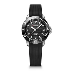 WENGER Męski zegarek na rękę silikonowy pasek Seaforce Small Ø 35 mm, Swiss  Made, analogowy kwarcowy, wodoszczelny do 200 m, czarny, Pasek - Ceny i  opinie na Skapiec.pl