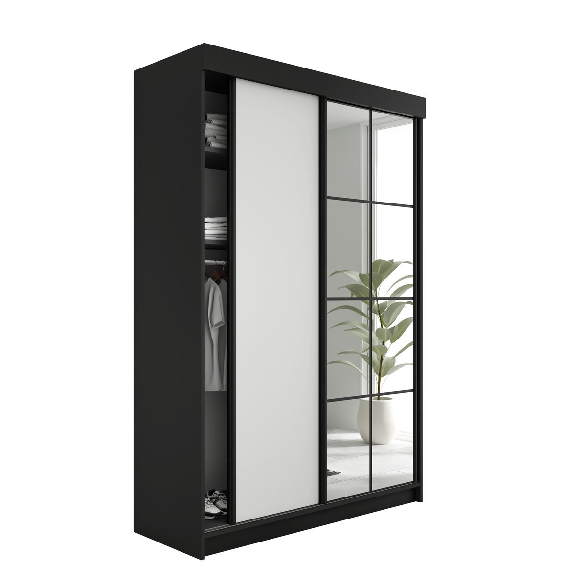 SZAFA PRZESUWNA FARO - 138x205x59 - Czarny i Biały