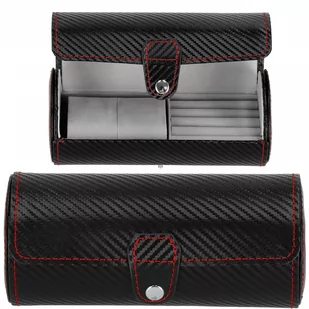 Szkatułka Na Zegarki Carbon Śr. 9 Cm Tuba Czarno-Szara - Pudełka i szkatułki - miniaturka - grafika 1