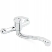 Baterie kuchenne - Bateria Umywalkowa Kuchenna Do Zlewu Ścienna Kran Długa Wylewka 180° Chrom - miniaturka - grafika 1