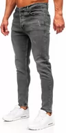 Spodnie męskie - Grafitowe spodnie jeansowe męskie regular fit Denley 6073 - miniaturka - grafika 1