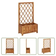 Donice - The Living Store Podwyższona donica z trejażem - lite drewno akacjowe - Podwyższona Donica - miniaturka - grafika 1