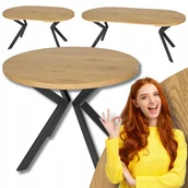 Stoły - Stół Okrągły Rozkładany Nowoczesny Jadalnia Salon Loft Dąb Złoty Lukas - miniaturka - grafika 1