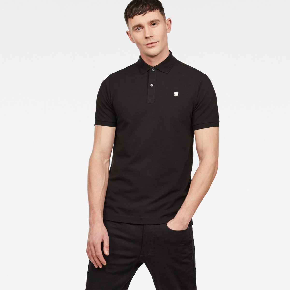 Koszulka polo męskie g-star polo d11595 5864 dunda slim czarny